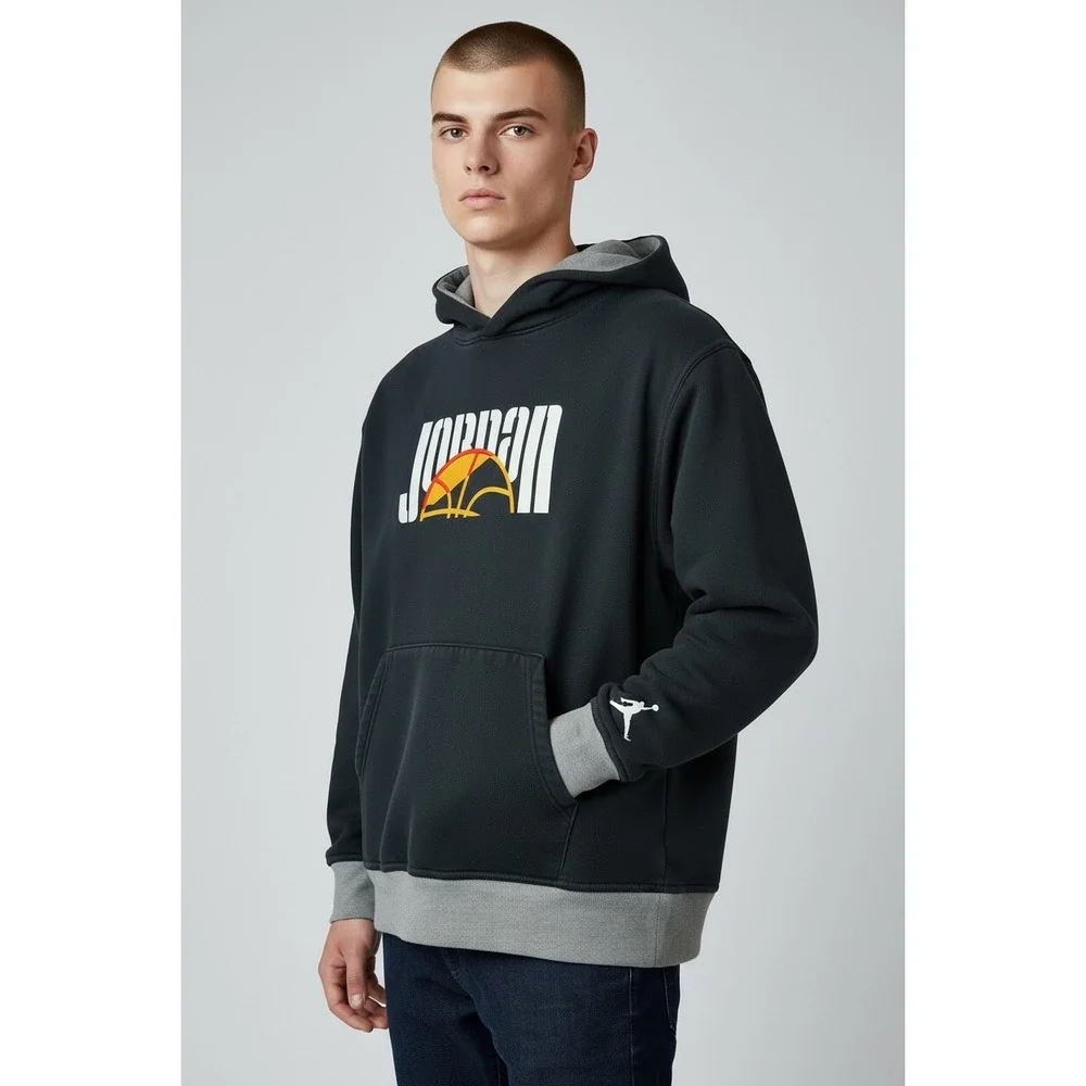 Jordan Sport DNA Hoodie Mens XL Black Grey DC9639-010 Excellent Graphic Fleece‎
